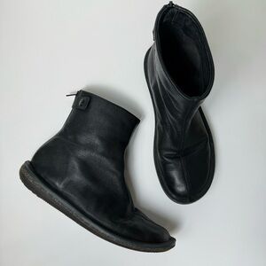 Camper Beetle Black Leather Ankle Zip Up Boots Size 39